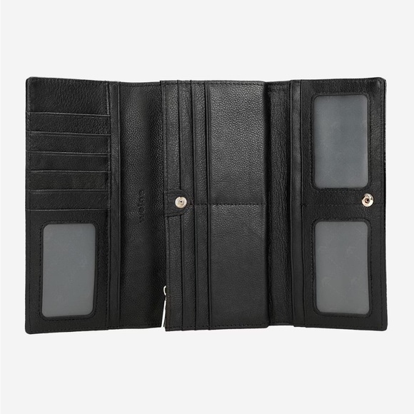 Croc Patent Gloss Leather Tri Fold Wallet Wojas - Picture 4 of 6